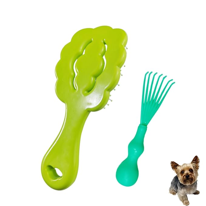 Cloud-Shaped Soft Bristle Puppy Brush for Small Dogs - Yorkie, Shih Tzu, Maltese, and Toy Poodles Grooming Tool with Detachable Lint Comb and Gift Box （Green）