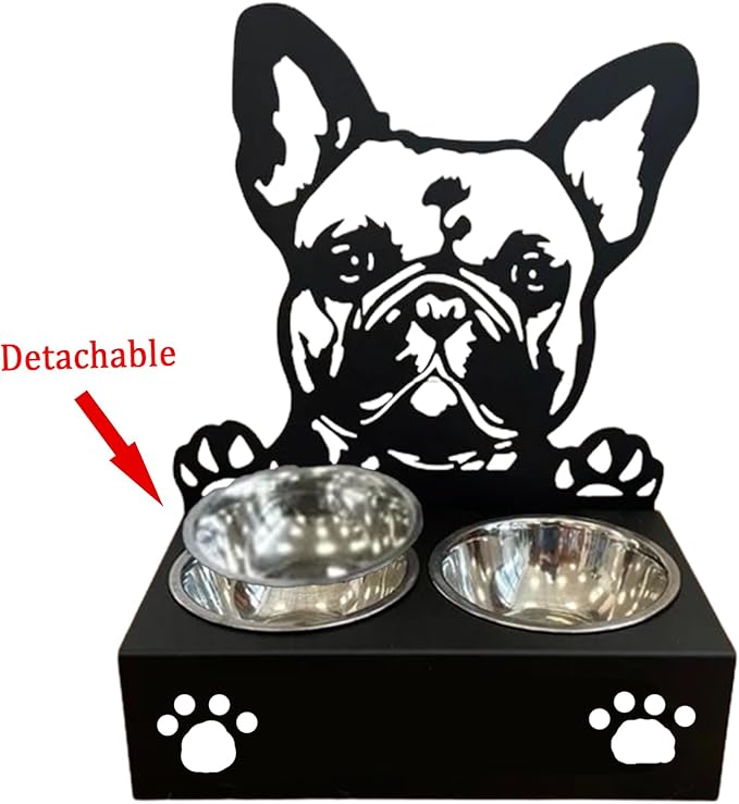 Personalized Dog Bowl Laser Engraved Custom Pet Name,Pet Feeding Supplies Bowl Stainless Steel Dog Food and Water Dishes Gift for Pet Lovers (French Bulldog)