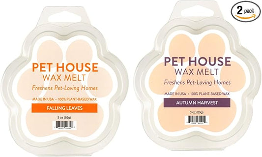 One Fur All Pet House Scented Wax Melts Natural, Plant Based Soy Wax Melts for Pet Odor, Long Lasting Fragrance for Fresh Smelling Homes, Falling Leaves and Autumn Harvest, Pack of 2