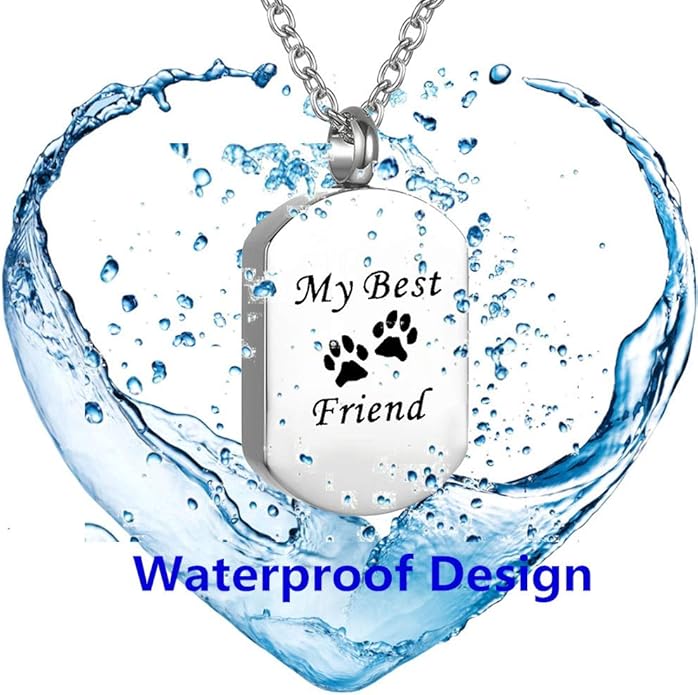Cremation Jewelry for Ashes for Pet Stainless Steel Keepsake Waterproof Memorial Pendant Ash Holder Paw Print Urn Necklace for Cat Dog's Ashes with Filling Kit