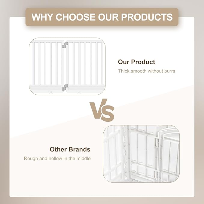 Pet Playpen Foldable Gate for Dogs Heavy Plastic Puppy Exercise Pen with Door Portable Indoor Outdoor Small Pets Fence Puppies Folding Cage 6 Panels Medium Animals House Supplies (PPW-WHITE06, White)