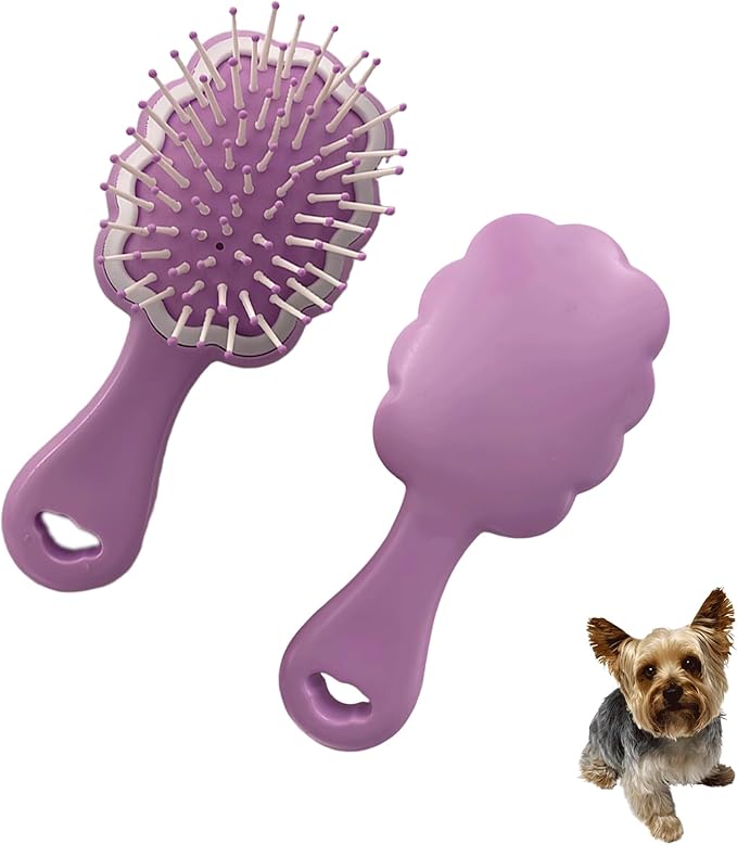 Gentle Cloud Air Cushion Brush Small Dogs Grooming with Gift Box, Fit for Yorkie, Shih Tzu, Pomeranian, Maltipoo, Maltese, Toy poodle, Puppy Essentials (Purple)
