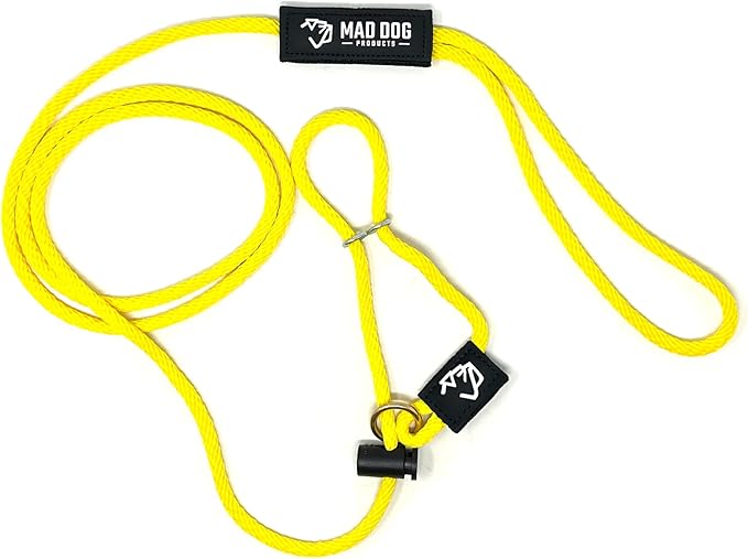 Mad Dog Products Easy Leader Dog Leash 1/4" x 8' Yellow Signature Rope - Made in USA