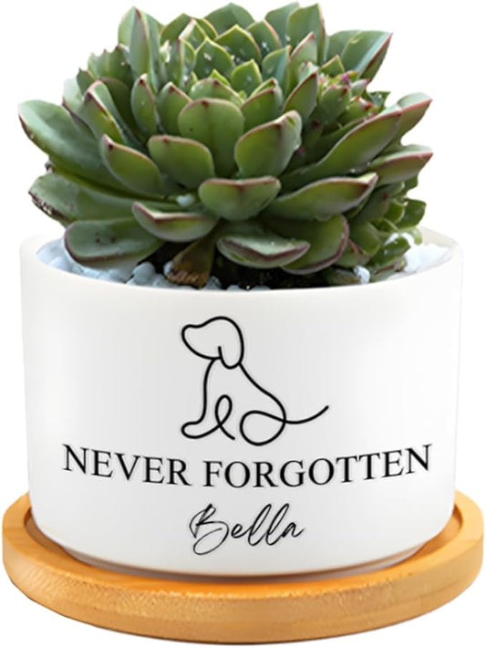 callie Personalized Pet Loss Sympathy Gifts, Dog Cat Memorial Ceramic Plant Pot Planter with Name Text, Passing Away Gifts for Pet Lovers