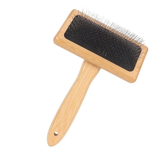 Macrame Slicker Comb with Hole Cushion Finely Polished Bamboo Cleaning Slicker Brush for Pet Tapestry Work Fast and Save Time (Large Size 10.2 X 13.8in)