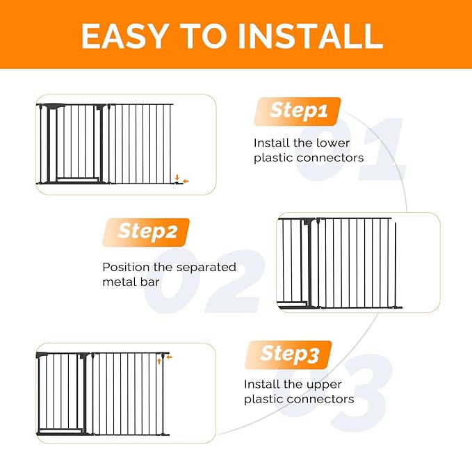Bonnlo 208'' Wide Baby Gate Playpen 8 Panel Adjustable Play Yard Metal Dog Gate with Door Fireplace Christmas Tree Fence for Pet/Child/Toddler