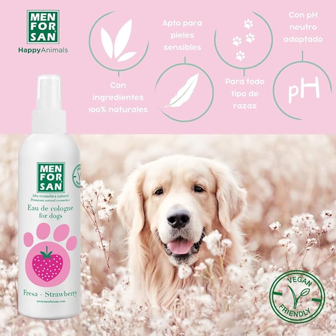 MENFORSAN Eau de Cologne Strawberry for dogs 100% Natural, Vegan-Friendly, Alcohol Free