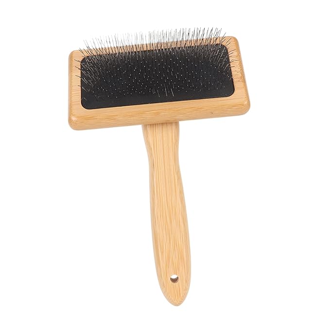 Macrame Slicker Comb with Hole Cushion Finely Polished Bamboo Cleaning Slicker Brush for Pet Tapestry Work Fast and Save Time (Large Size 10.2 X 13.8in)