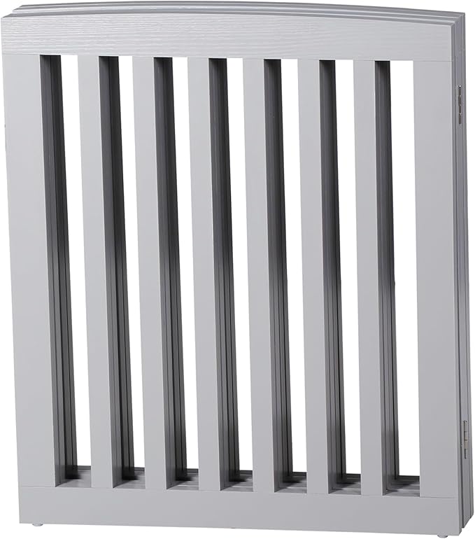 Freestanding Pet Dog Gate, 3-Panel/ 4-Panel Wooden Folding Fence for Hallway,Doorway,Hall,Stair,24 Inch Height Indoor Foldable Dog Fence (Gray, 4 Panel 24“)