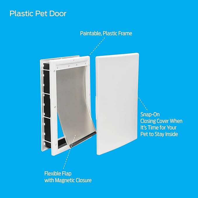 Premier Pet Plastic Pet Door - Provides Independent Access - Durable Plastic Frame with Magnetic Closure - Energy Efficient Design - Easy DIY Installation - Large
