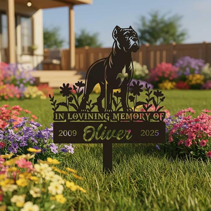 Custom Pet Grave Markers Dog Memorial Plaque, Memorial Yard Garden Outdoor Decor, Waterproof Metal Dog Grave Markers for Loss of Pets, Personalized Sympathy Remembrance Gift