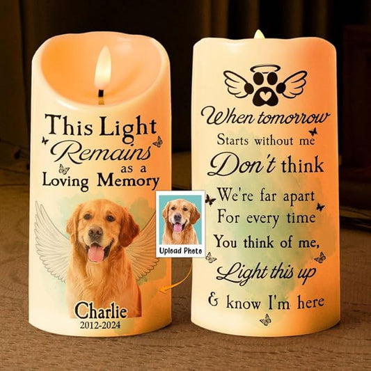 Custom Pet Photo This Light Remains Loving Memorial Dog Cat Memorial Led Candle Gifts Every Time Miss Me Light This Up Candle Gift for Loss of Dog Cat Mom Dad