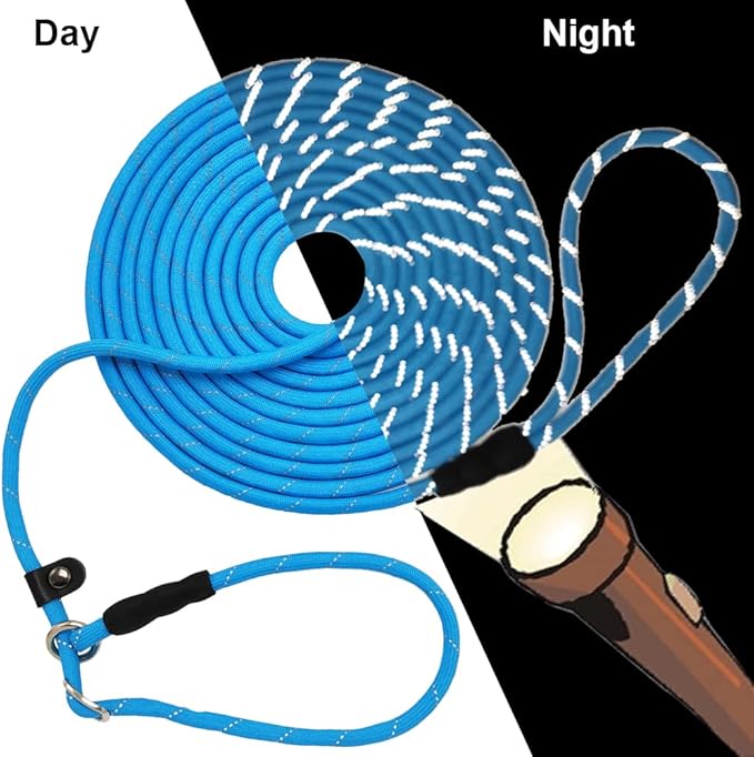 BTINESFUL 10FT / 15FT / 20FT Slip Lead Dog Leash, Reflective 1/3” Rope Leash Long Training Lead for Small Medium Dogs