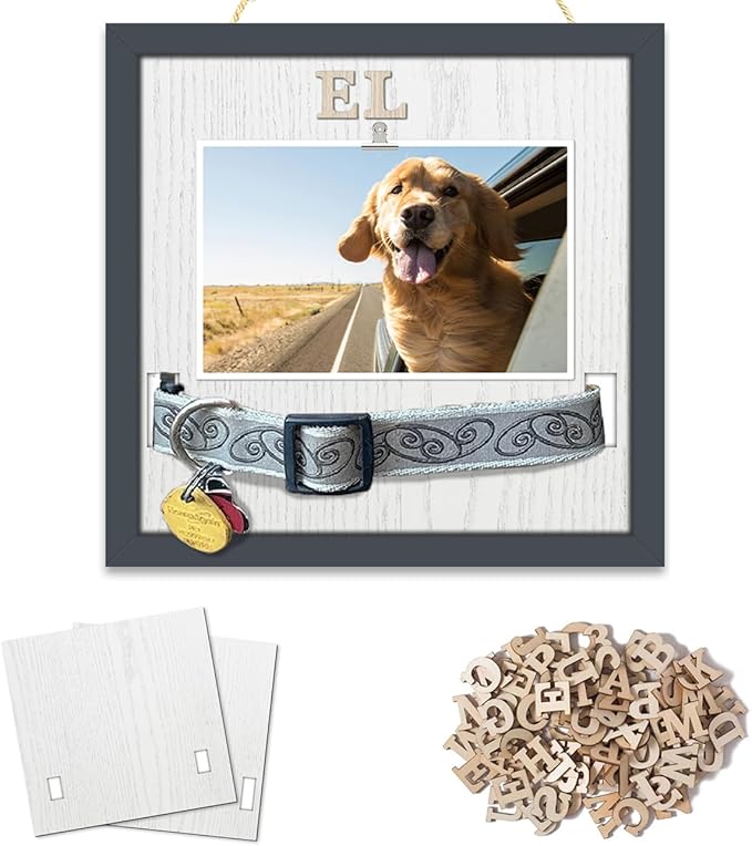 Pet Collar Memorial Shadow Box Dog Picture Frame 9.2"x9.2", Cat or Dog Memorial Gift Pet Sympathy Remembrance Gift Keepsake DIY Name for Multi Sizes Dogs