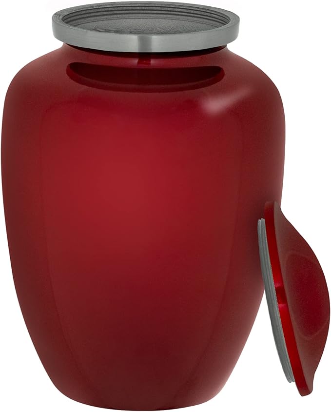 Homage Medium Custom Photo Pet Cremation Urn for Pet Ashes - Vase Style Pet Urn - 80 Cubic Inch Capacity - Personalization Included (Crimson)