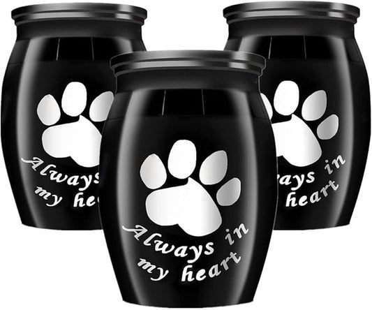 Small Keepsake Urns for Pet Ashes, 1.58 Inch Mini Cremation Urns for Ash with Paw Pattern,Stainless Steel Decorative Memorial Mini Funeral Urn for Ashes (Paw-3 Packs)