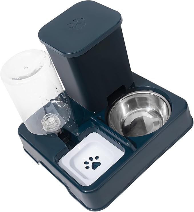 Automatic Pet Feeders and Water Dispenser, Small Pet Feeder and Waterer, with Removable Stainless Steel Bowl, for Cats & Dogs