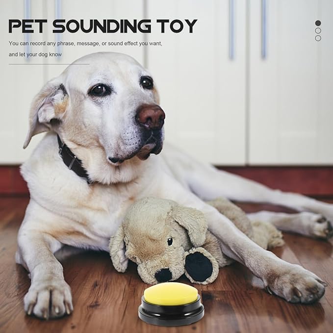 TOYANDONA Interactive Talking Dog Button Sound Box Household Recording Pet Buzzer for Training Communication 3.34X3.34X1.57 Inch