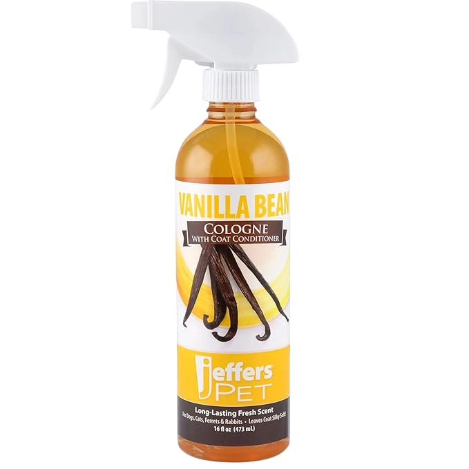 Jeffers Pet Cologne Spray with Coat Conditioner for Dogs & Cats, 16 oz - Detergent & Soap Free Grooming Fragrance Mist, Coat Deodorizer, Freshener, Safe for Pets, Salon, Home Use - Vanilla Bean