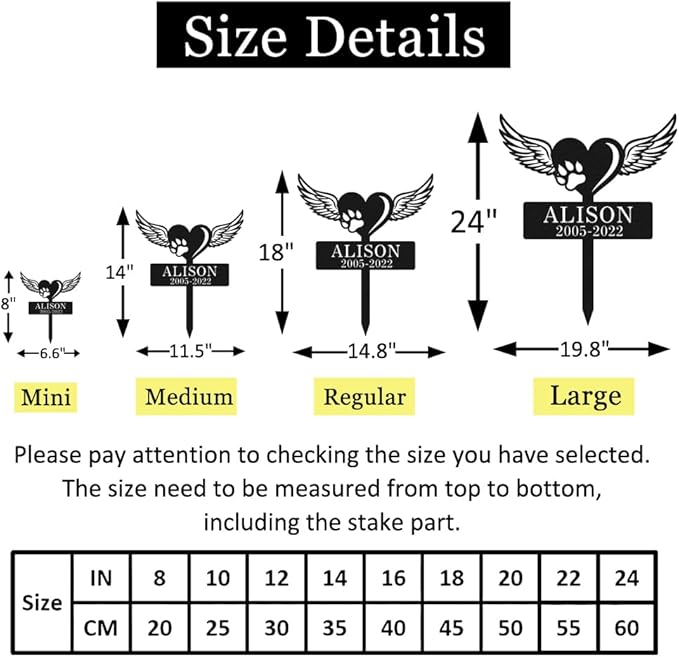 Personalized Metal Dog Memorial Grave Marker with Wings and Paw, Custom Dog Memorial Garden Stake Yard Art Engraved Sign, Customized Pet Memorial Stake Grave Markers Memorial Gift for Dogs