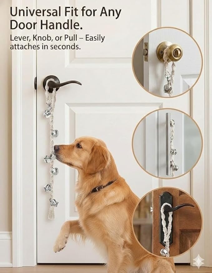 Dog Bells to Go Outside & Puppy Potty Training, Adjustable Dog Door Bell Ring to Go Potty, Handmade with Premium Yarn. Twisted Style, Black 2 Count