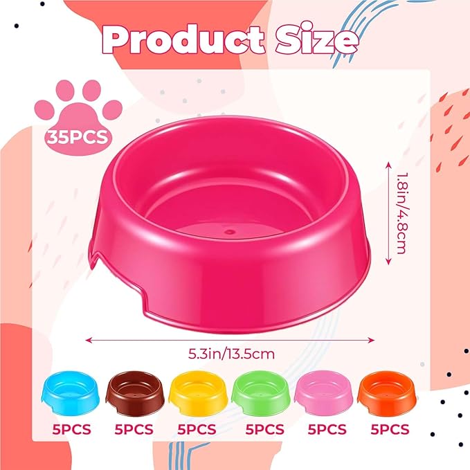 35 Pcs Puppy Dogs Birthday Party Supplies Plastic Dog Bowls Bulk Reusable Food Feeding Water Pet Bowl for Cat Paw Party Favor (7 Colors)