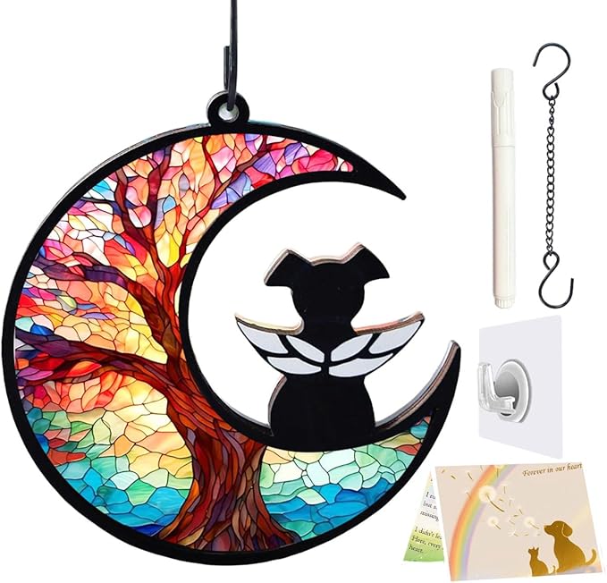 Dog Memorial Suncatcher, Loss of Dog Sympathy Gift for Pet Lovers, Cats Remembrance Ornament, Pet Memorial Gifts, Life Tree 2