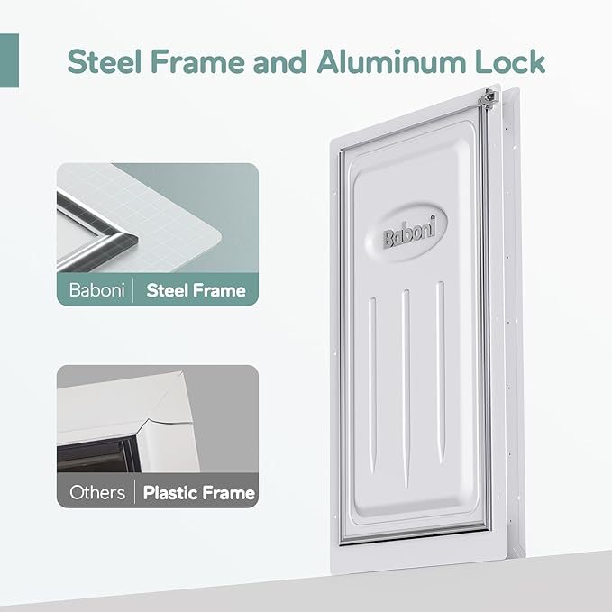 Baboni 3-Flaps Pet Door for Interior and Exterior Doors, Steel Frame and Telescoping Tunnel, Strong and Durable Dog Door(Pets Up to 220 Lb) -X-Large