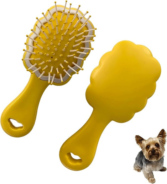 Gentle Cloud Air Cushion Brush Small Dogs Grooming with Gift Box, Fit for Yorkie, Shih Tzu, Pomeranian, Maltipoo, Maltese, Toy poodle, Puppy Essentials (Yellow)