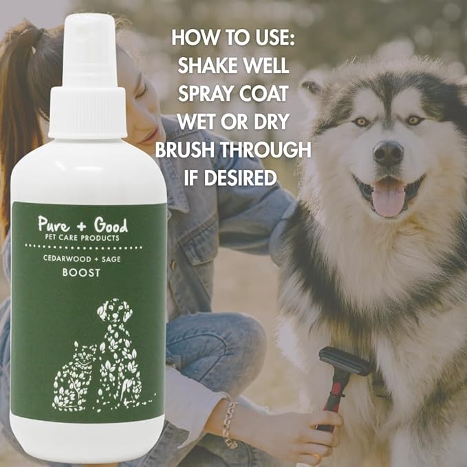 Refreshing Boost 8 oz - Nourishes Skin and Smoothes Coat, Deodorizing, Conditioning - Plant Based Fragrance Oils (Lavender + Chamomile)
