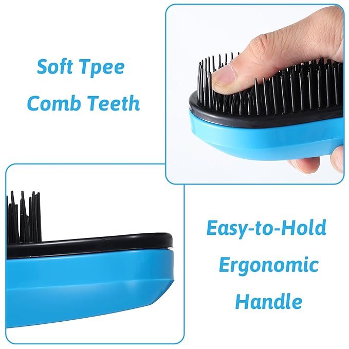 Small Dog Brush, Puppy Brush Grooming Tool, Gentle Cleaning Slicker Hair Brushes Remover for Teddy Yorkies Maltese Shih Tzu Chihuahua Cats Rabbits (Blue)