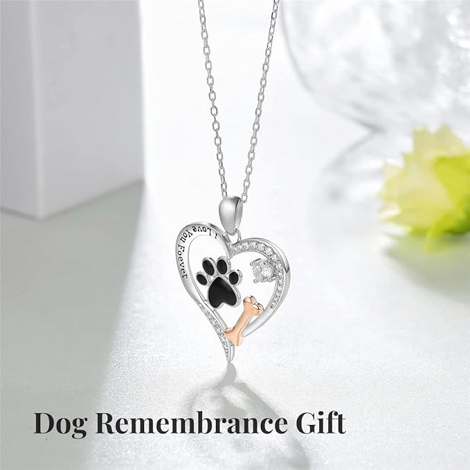 Cynlsum Dog Memorial Gifts Remembrance Necklace: Loss of Dog Sympathy Gift- Personalized Pet Necklace for Women Pet Lovers- Bereavement Gift Keepsake Passing Away Gifts Heart Shape