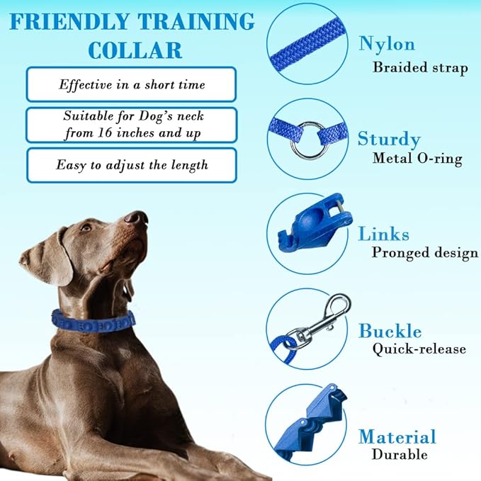 1TO3GO【Upgrade】 Adjustable Dog Training Collar with 4 Extra Links for Medium, Large and X-Large Dogs, Suitable for Dogs with Neck Sizes of 16 Inches or Larger (Seamless Ring)