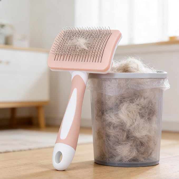 Self Cleaning Slicker Brush for Dogs & Cats, One-Click Self-Cleaning Deshedding Grooming Brush, Skin-Friendly Pet Hair Remover for Long & Short Haired Pets, 1 Pack