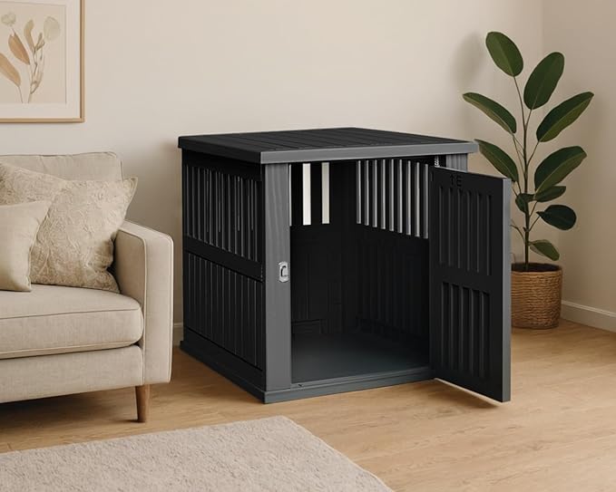 ATMLT Dog Crate Furniture for Medium Dogs,39" Dog Kennel Indoor with Lockable Latch,Modern Dog Cage End Table,Escape-Proof and Chew-Proof,Durable and Sturdy,Black
