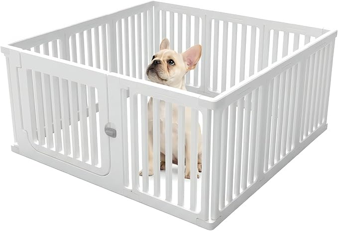 11-Panel Expandable Pet Playpen with Lockable Wide Door, 23.6 Inch Height Portable Indoor/Outdoor for Pets Under 22lbs or Baby, Easy Setup & Clean