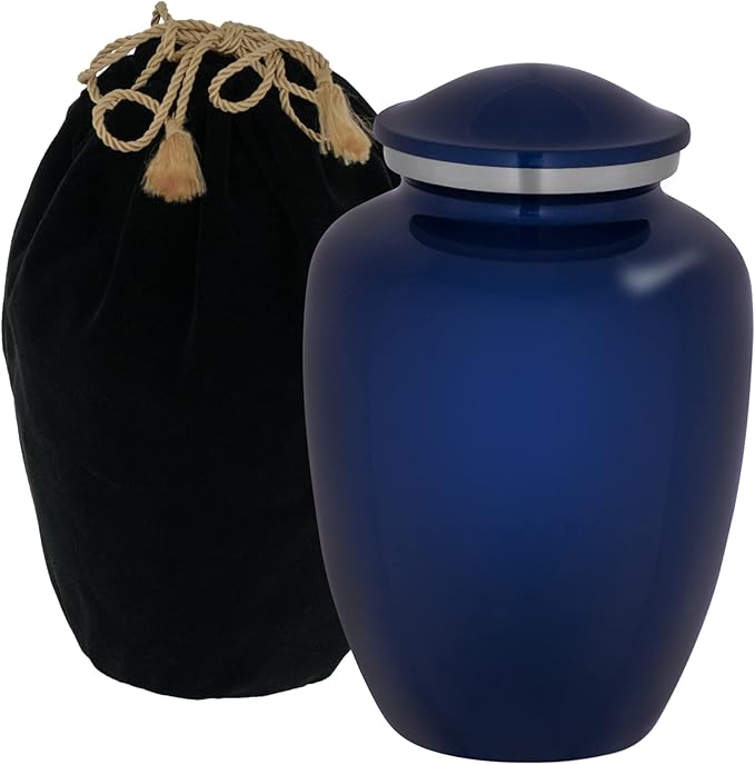 Homage Large Custom Photo Pet Cremation Urn for Pet Ashes - Vase Style Pet Urn - 200 Cubic Inch Capacity -Personalization Included (Sapphire Blue)