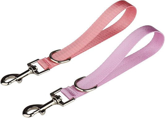 Short Dog LeashTraffic Dogs LeashesTraining Lead - Pet Dogs Traffic Grab Handle Dog Grab Tab Training Tab 2 Pack Nylon Pets Lead(Lavender & Light Pink)