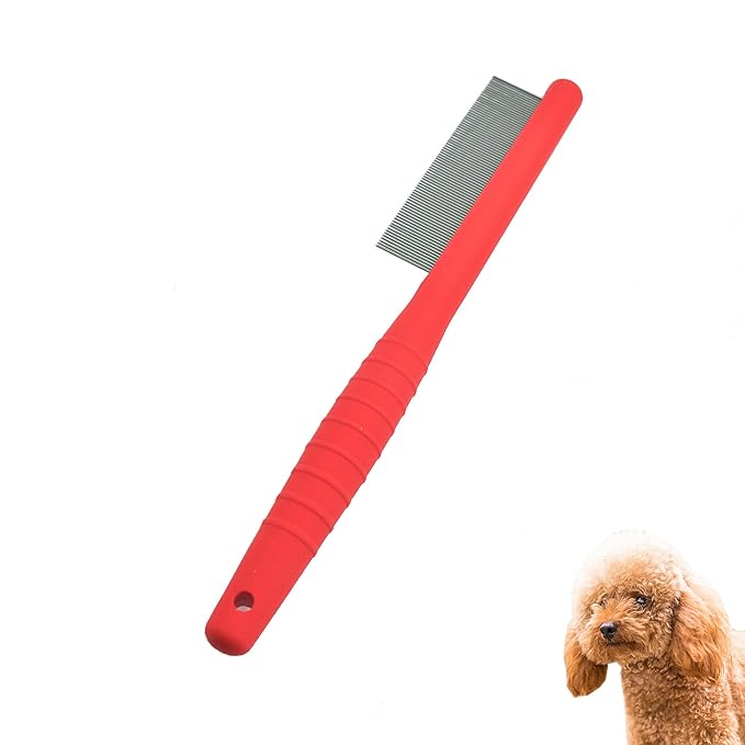 Small Dog Grooming Comb - Perfect for Shih Tzus, Yorkies, and Maltipoos - Ideal Puppy Hair Brushes for Maltese and Small Breeds (Red)