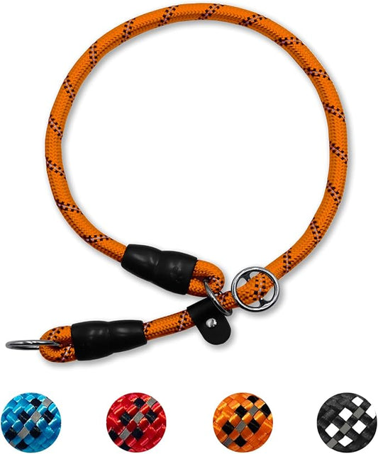 Nylon Dog Training Collar with Slidable Stopper - No Pull, Martingale Collar for Small to Large Dogs, Orange