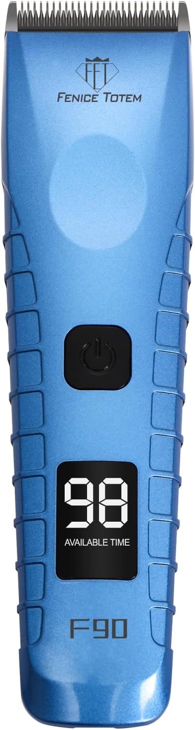 Professional Electric Dog Grooming Clippers, 2600mAh Battery, LCD Display, Type-C Charging, Silver (Blue)