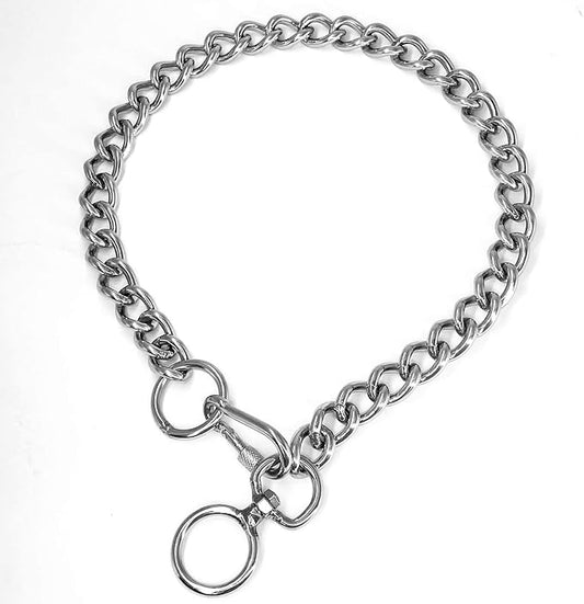 Chain Dog Collars Stainless Steel Metal Chew Proof Necklace Slip P Chain with Connect Clasp for Small Medium Large Dogs Training and Walking.