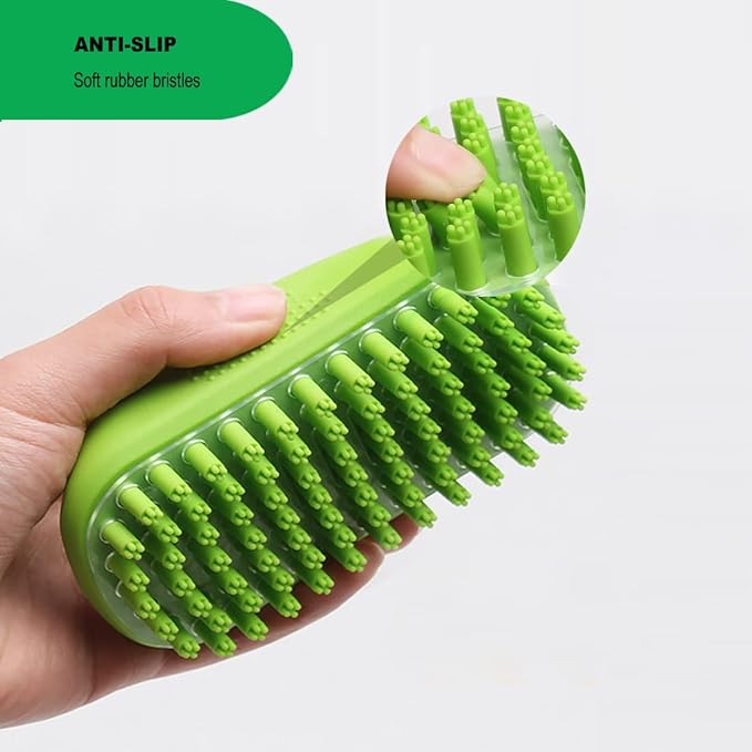 Rubber Curry Brush for Dog, Soft Curry Comb with Removable Screen, Pet Silicone Brush for Short & Long Hair, Use Wet as Bath Scrubber or Dry for Grooming