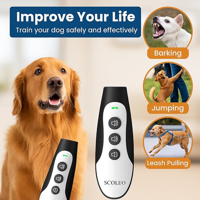 Anti Barking Device for Dogs - Ultrasonic Dog Trainer with VF Tech, 3 Modes Bark Control, Rechargeable Dog Bark Deterrent for Behavior Correction - Indoor & Outdoor Use