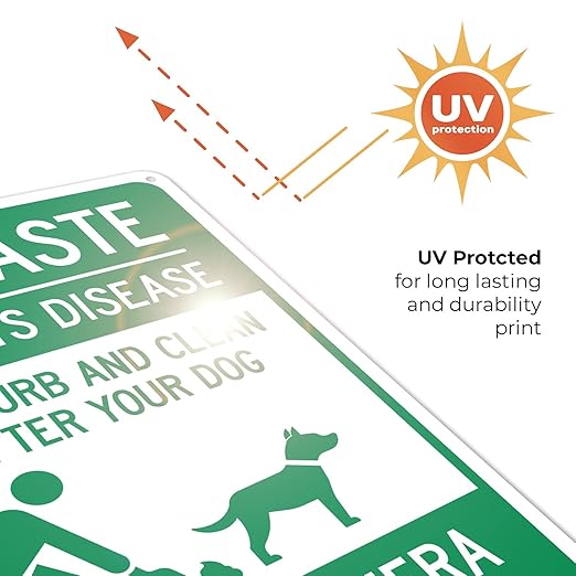 Pet Waste Leash-Curb and Clean Up After Your Dog Under Camera Surveillance Sign, (SI-63188) 10x14 Inches, 55 mil Thick HDPS (high Density polystyrene), Made in USA