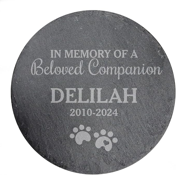 GiftsForYouNow Engraved Beloved Companion Personalized Pet Memorial Garden Stone, 10" in Diameter, Dog Headstone, Round Slate
