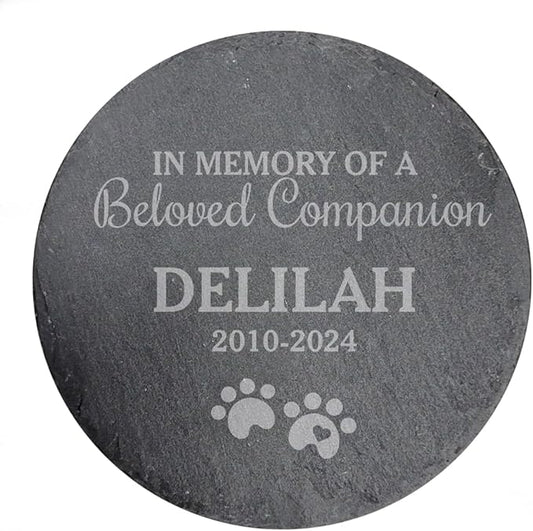 GiftsForYouNow Engraved Beloved Companion Personalized Pet Memorial Garden Stone, 10" in Diameter, Dog Headstone, Round Slate