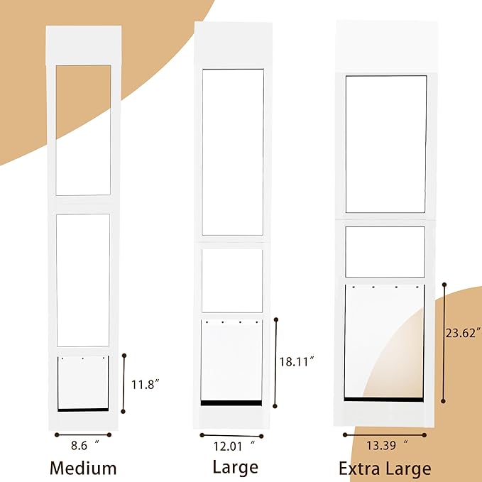 Extra Large Dog Door for Sliding Door,Adjustable Height 75.98"-81.1",Dog Door for Sliding Glass Doors XL,All-Metal Framed & Panel with Rotating Screws Can Slide Up and Down Along The Track