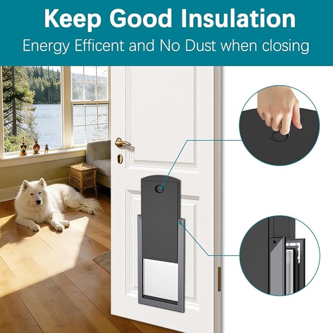 HARDLIGHT Never Rust Extra Large Dog Door with Aluminum Frame, Extreme Weather XL Dog Door for Door, Two Sliding Panels, Pet Door for Dogs Up to 220 lbs