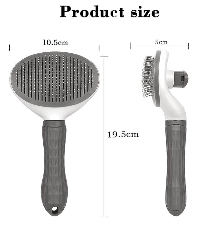 Dog Brush Cat Brush Grooming Comb - Self-Cleaning Slicker Brush with Smooth Handle for Pet Grooming, Shedding Tools, and Massage(grey)